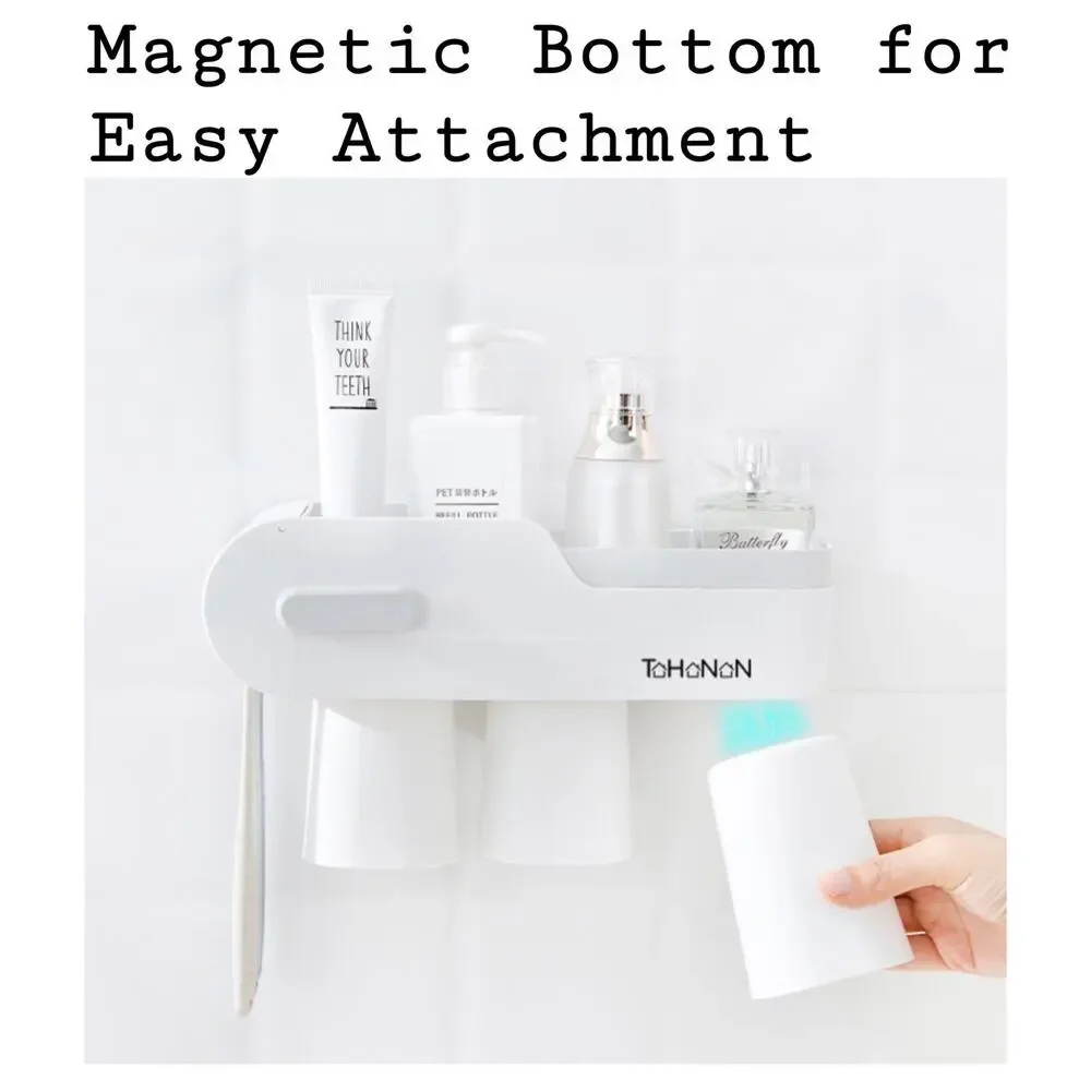 Wall Mount Toothbrush Holder , Large Capacity‎ Bathroom Organizer, Easy Install
